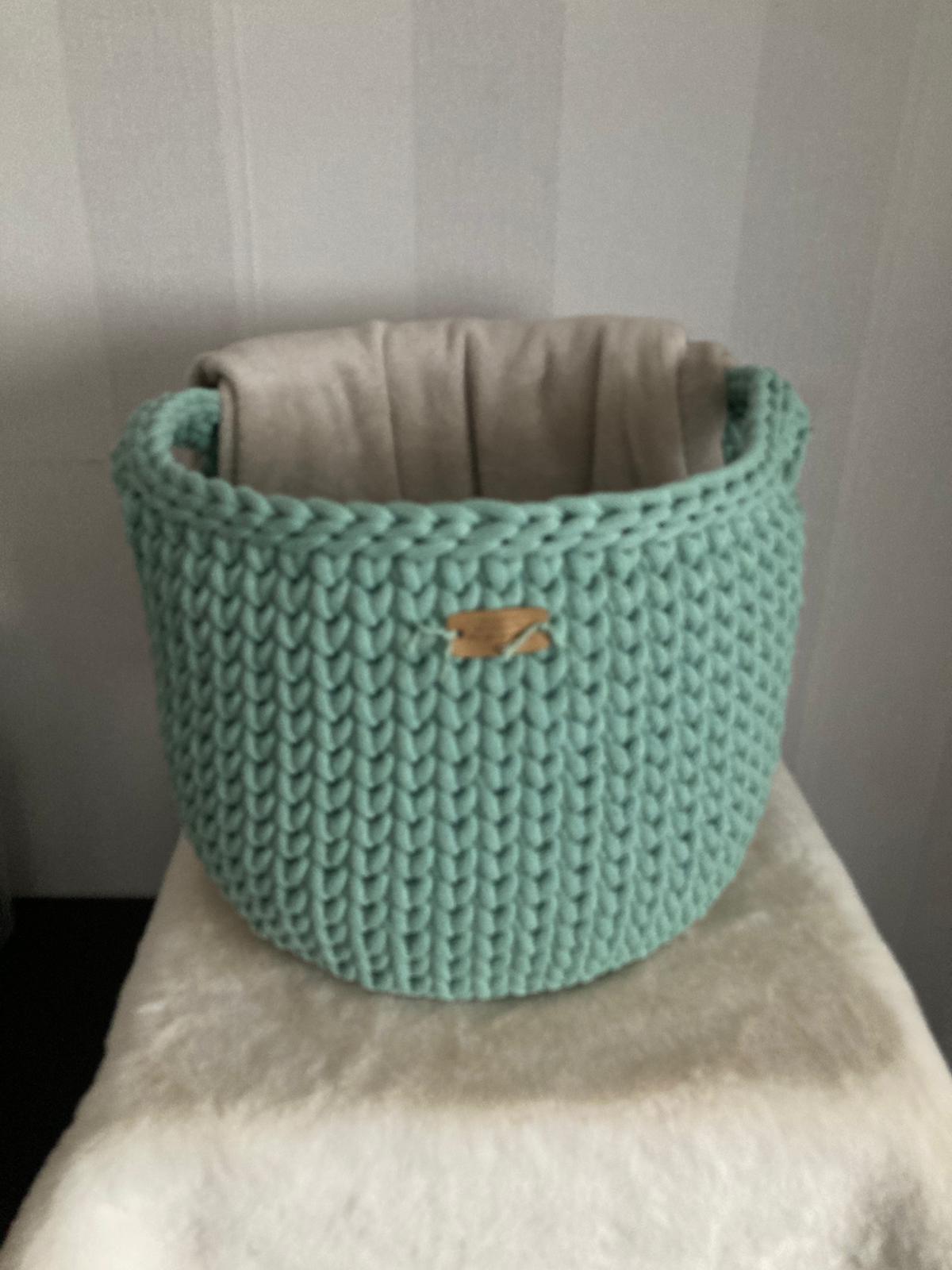 Gehaakte opbergmand - kleur Aloe - handgemaakt met Bobbiny garens