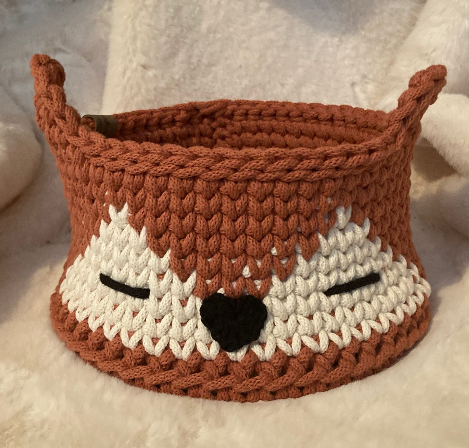Gehaakt opbergmandje Vos - handgemaakt met Bobbiny garens